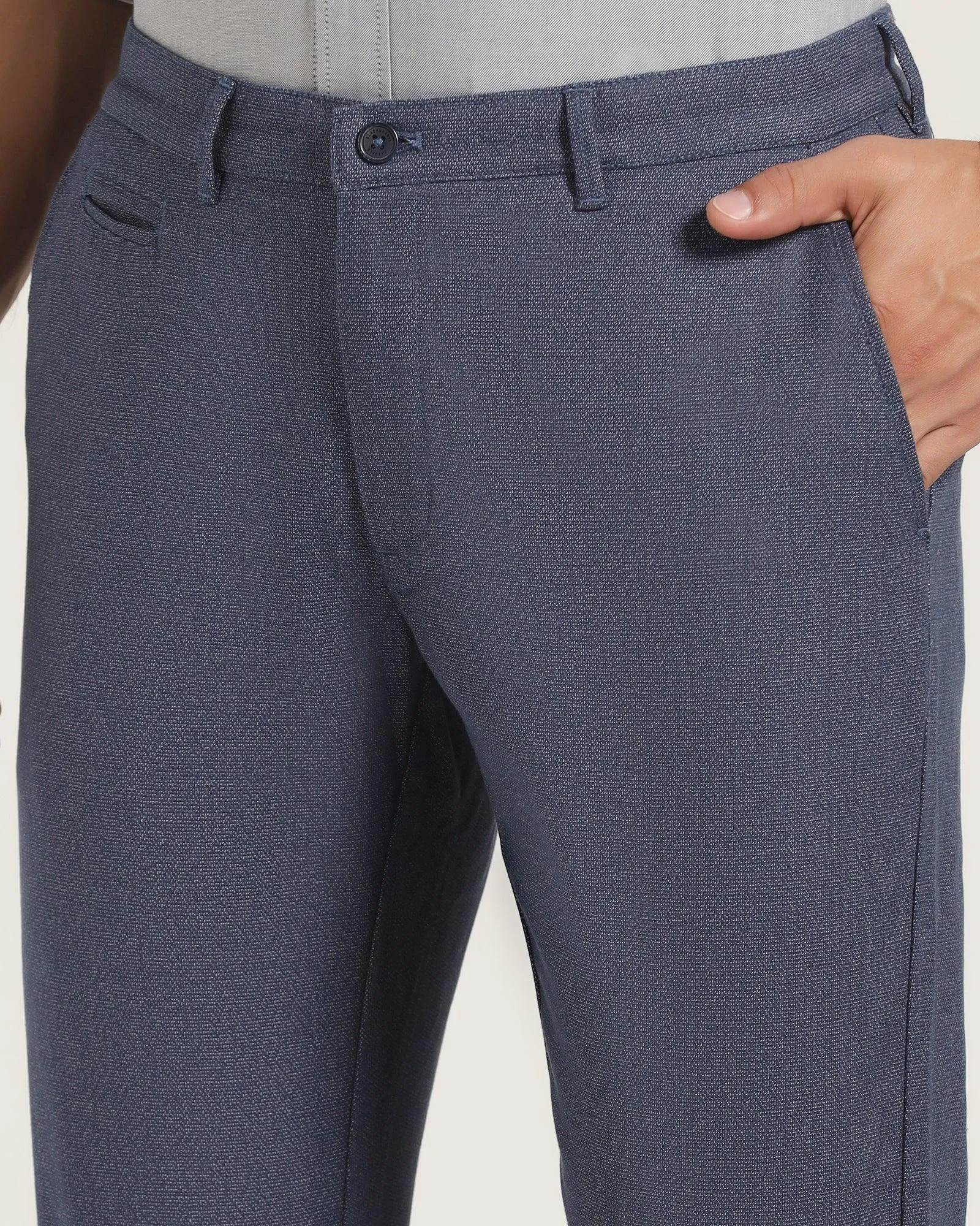 Slim Comfort B-95 Casual Navy Textured Khakis - Grue