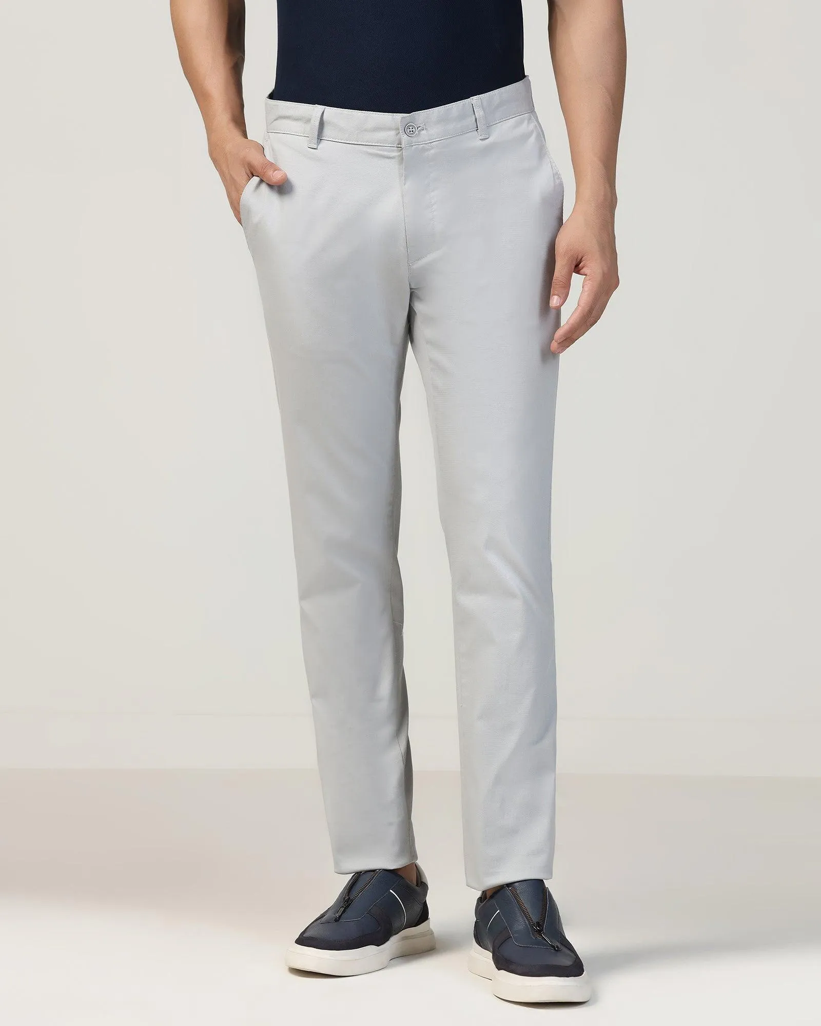 Slim Fit B-91 Casual Grey Textured Khakis - Kart