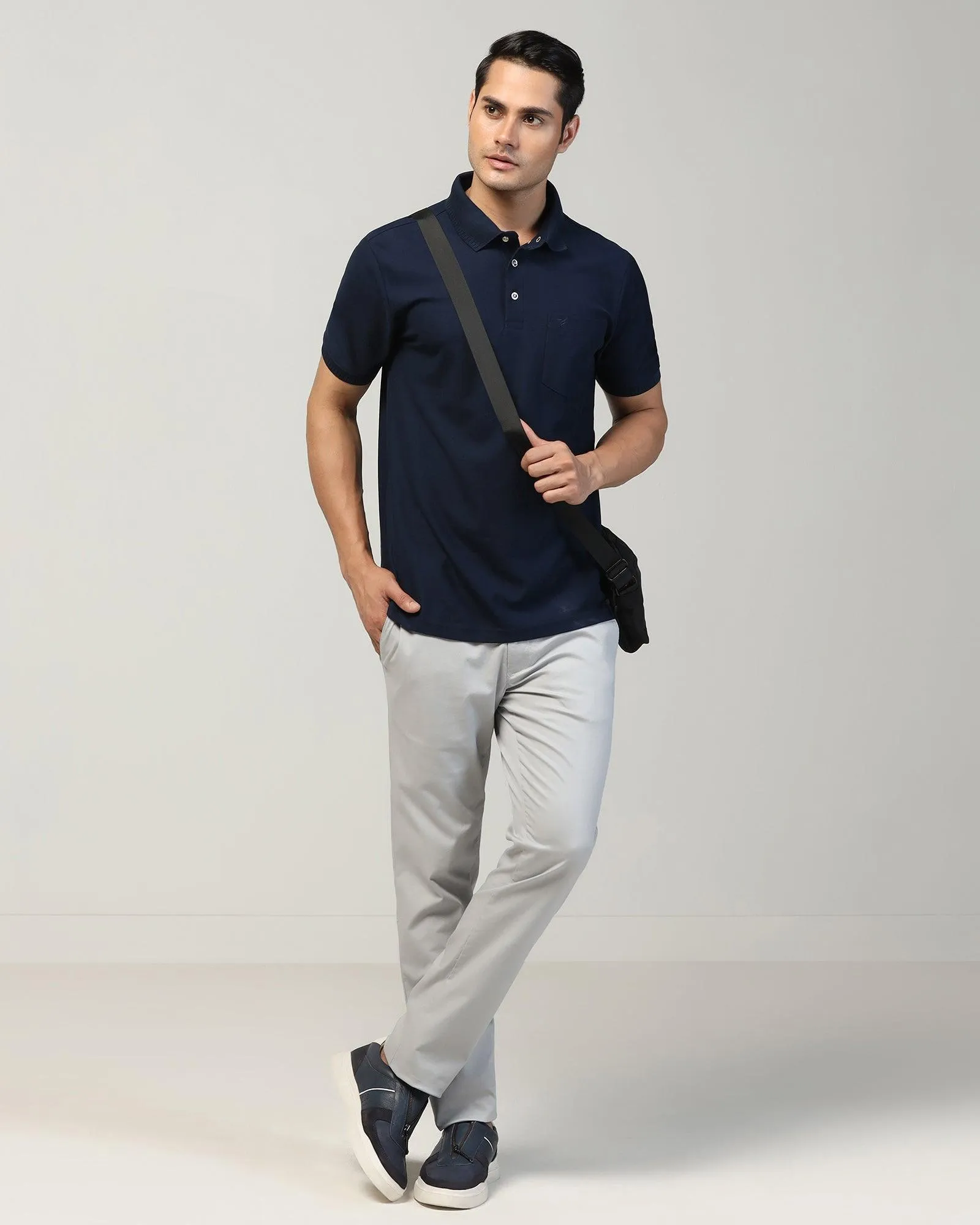 Slim Fit B-91 Casual Grey Textured Khakis - Kart