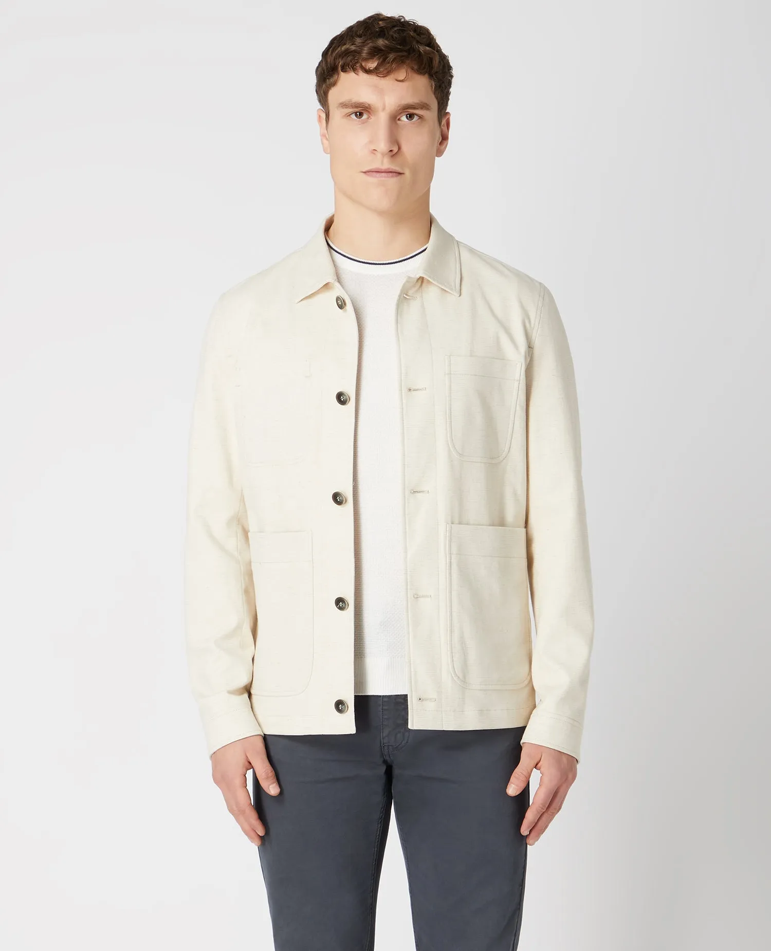 Slim Fit Cotton-Rich Stretch Overshirt Jacket