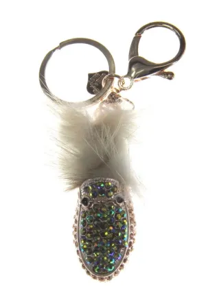 Slip On Shoes Diamante Bag Charm Keyring