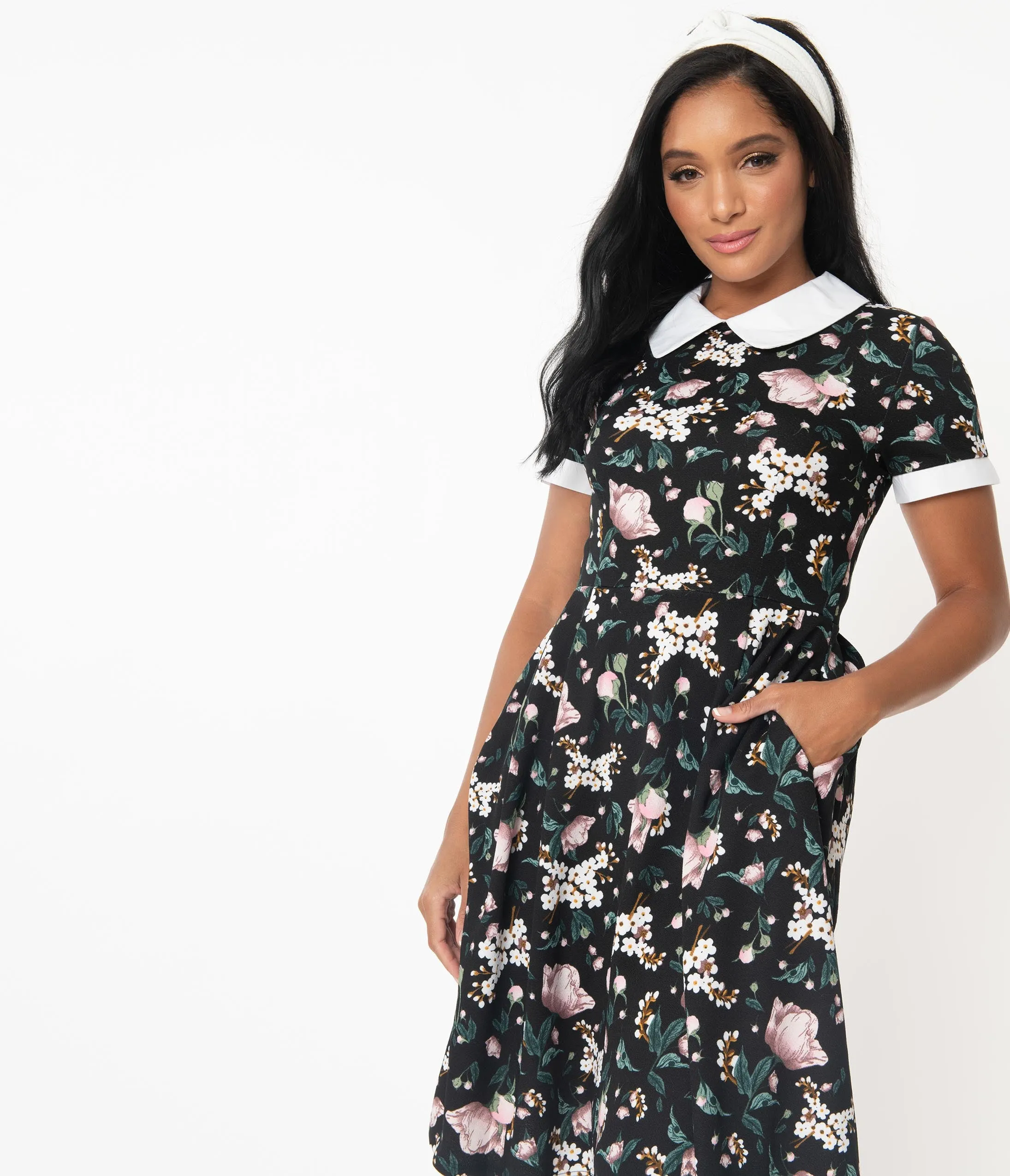 Smak Parlour Black Floral Babe Revolution Swing Dress