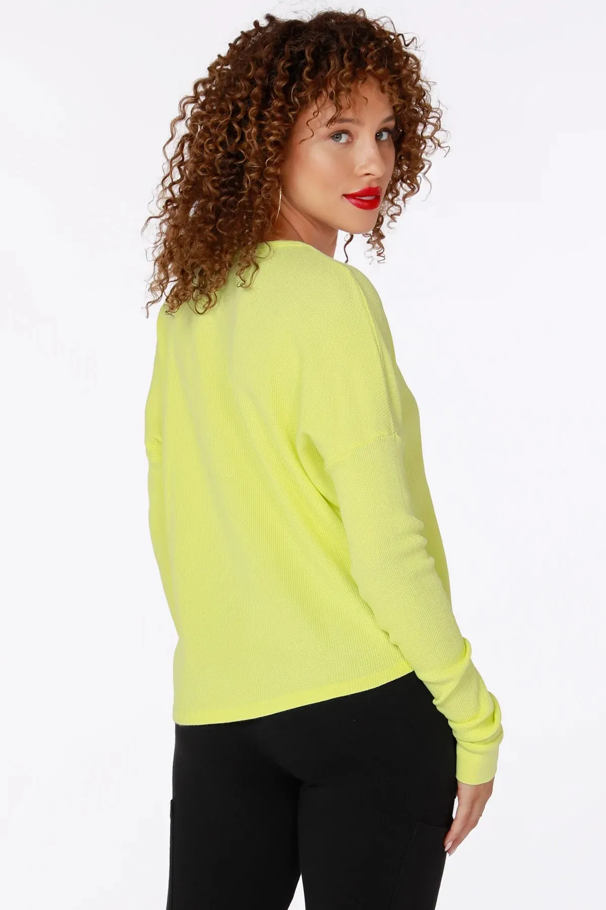 Snap Henley Thermal Top - Lemons