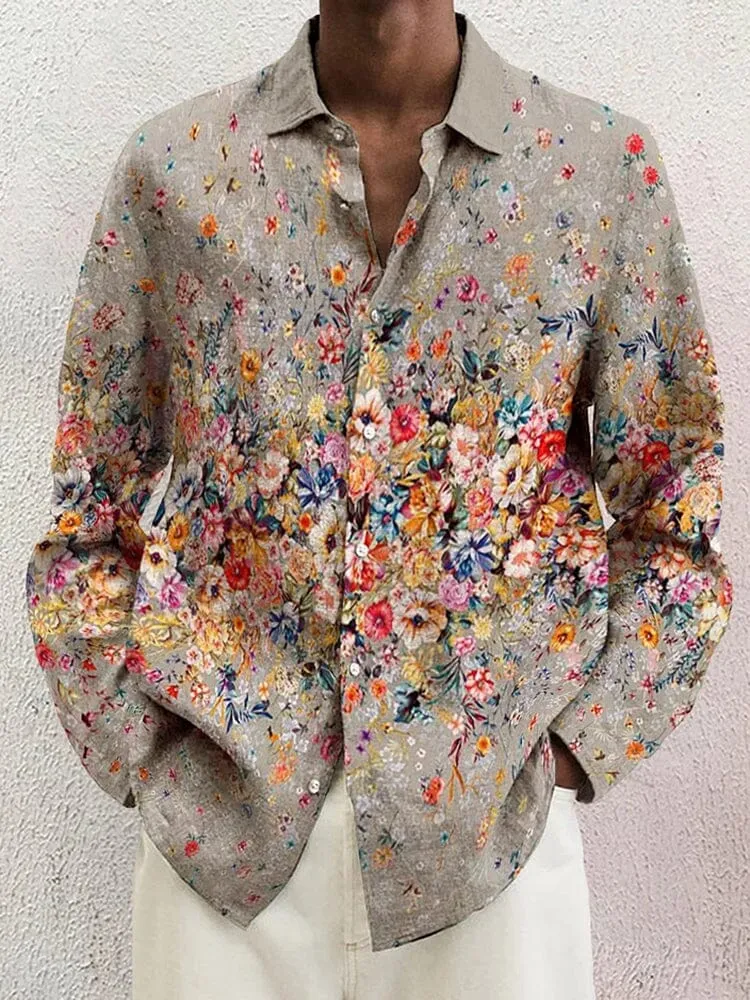 Soft Floral Cotton Linen Shirt