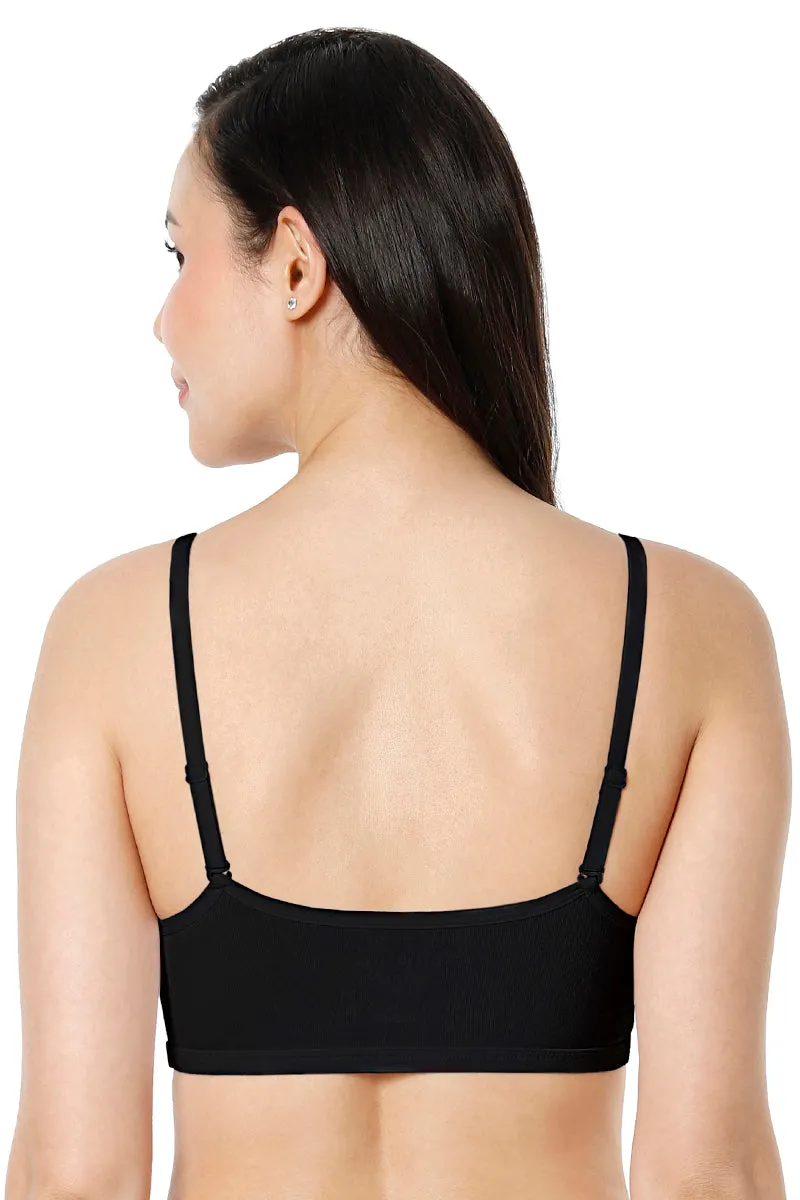 Solid Non Padded Non-Wired Cami Bra - Black