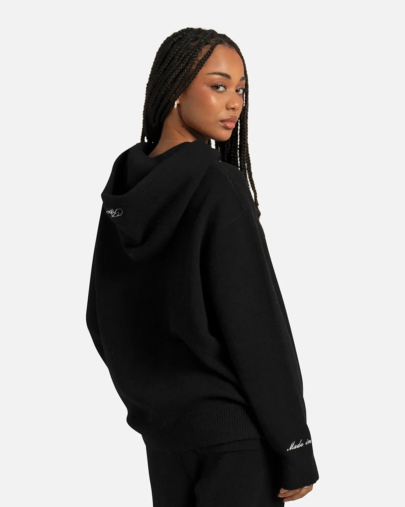 SSS REALISM RADIANT KNIT HOODIE BLACK