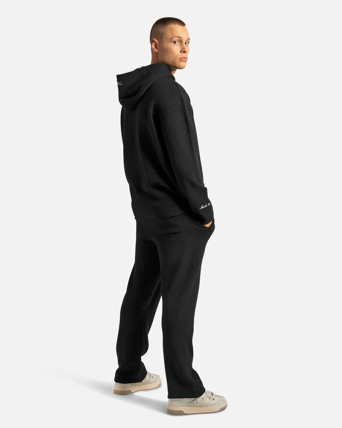 SSS REALISM RADIANT KNIT HOODIE BLACK