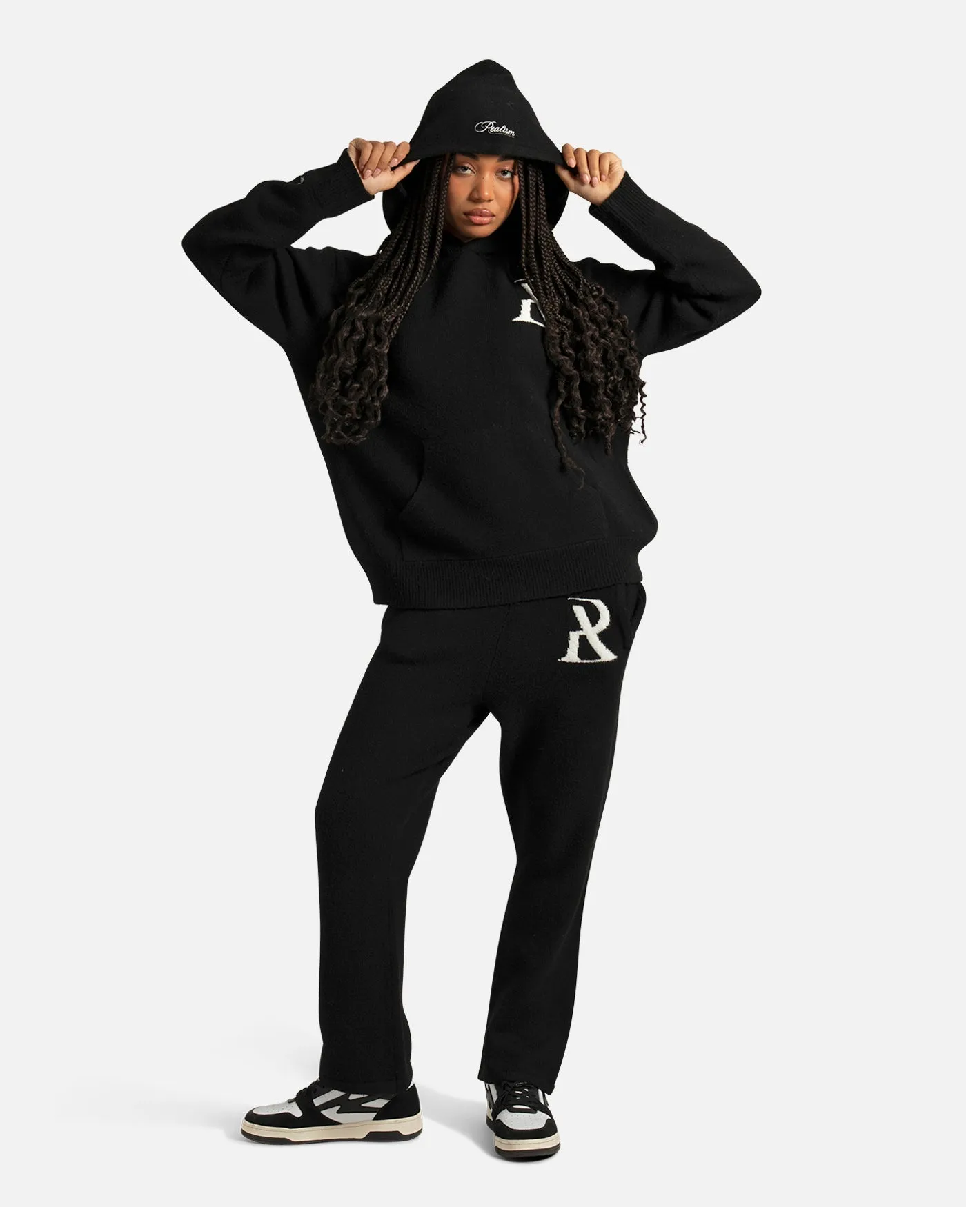 SSS REALISM RADIANT KNIT HOODIE BLACK