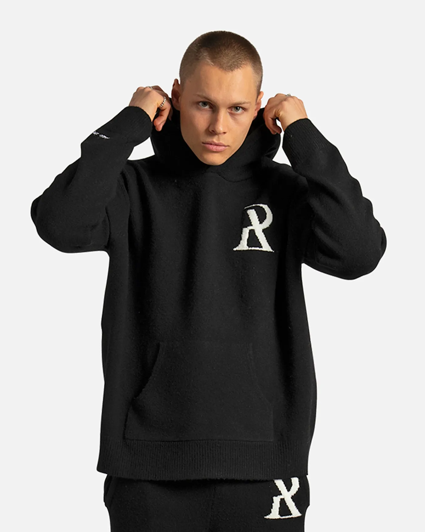 SSS REALISM RADIANT KNIT HOODIE BLACK