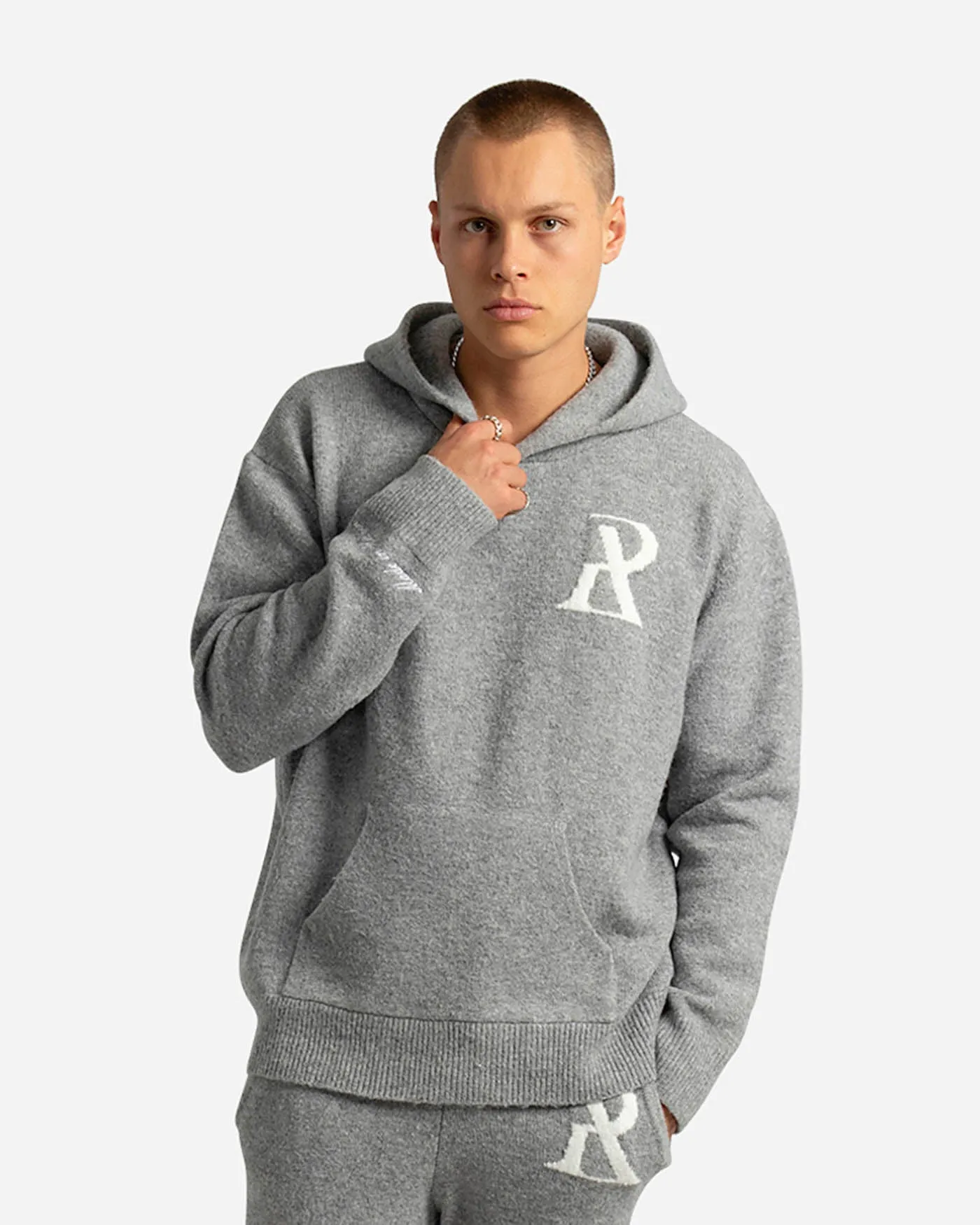 SSS REALISM RADIANT KNIT HOODIE GREY MARLE