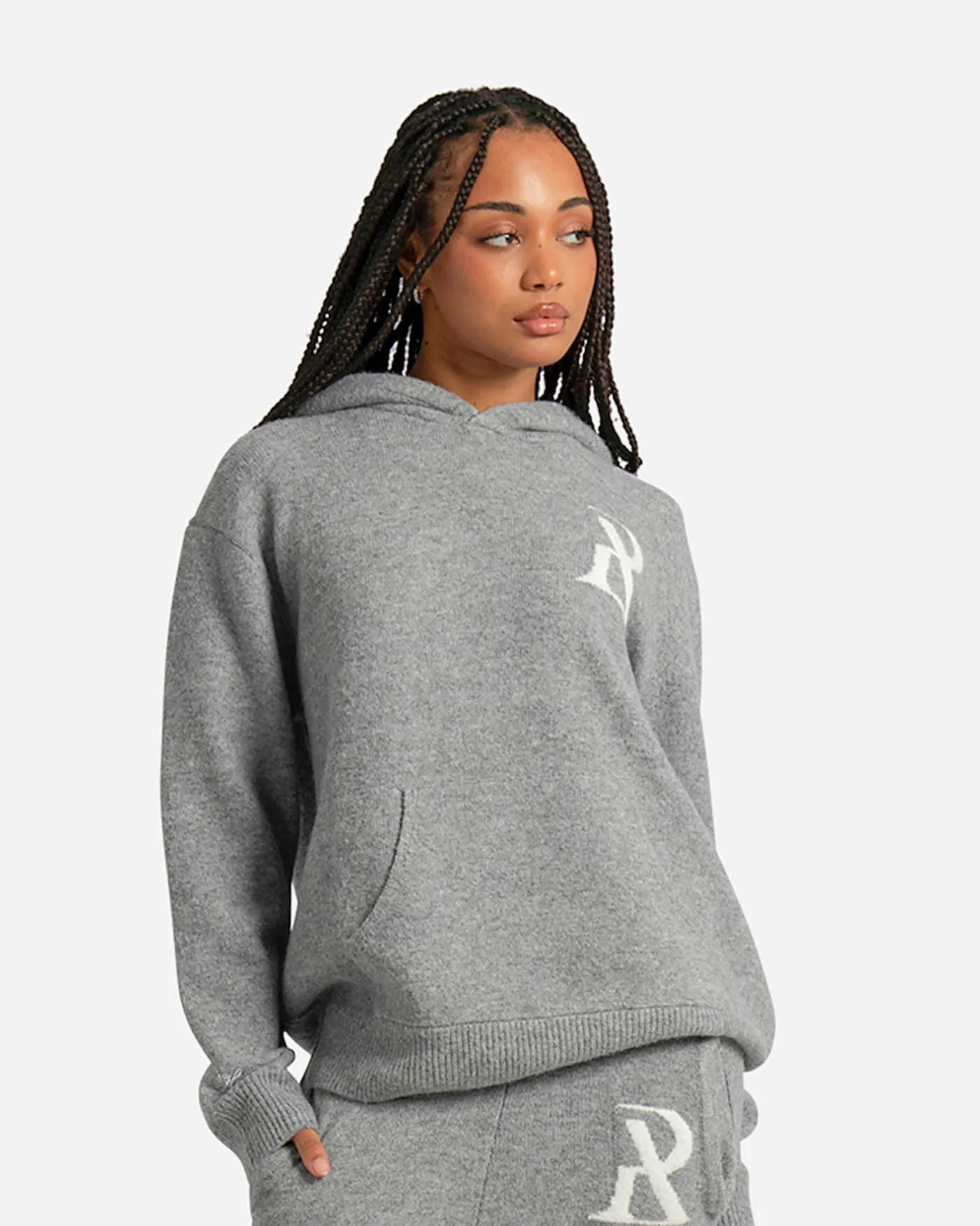 SSS REALISM RADIANT KNIT HOODIE GREY MARLE