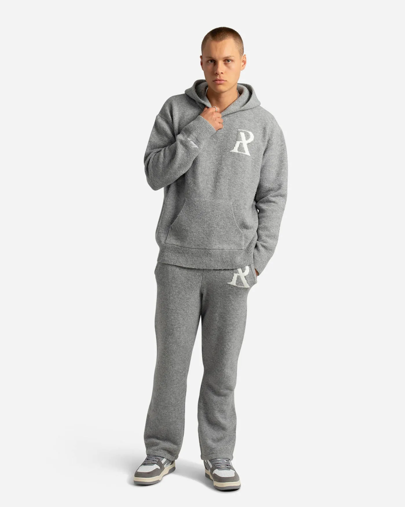 SSS REALISM RADIANT KNIT HOODIE GREY MARLE