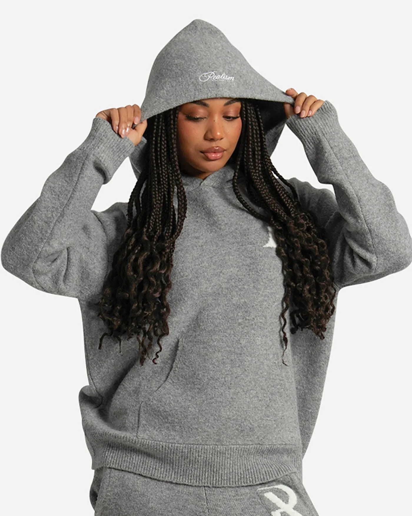 SSS REALISM RADIANT KNIT HOODIE GREY MARLE