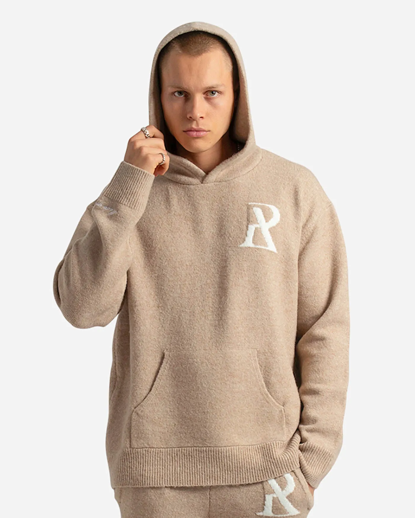 SSS REALISM RADIANT KNIT HOODIE SAND