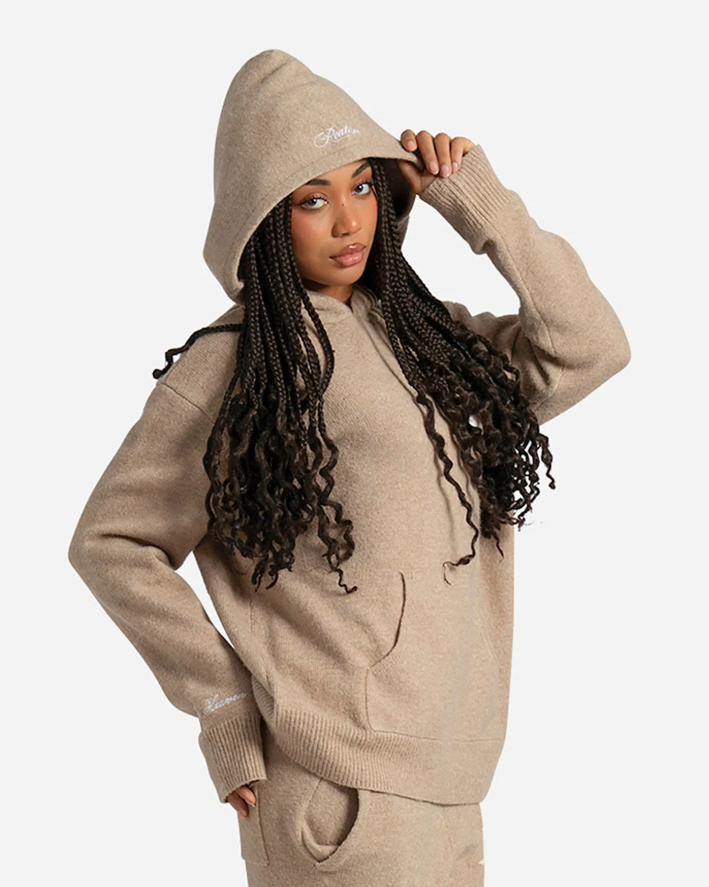 SSS REALISM RADIANT KNIT HOODIE SAND