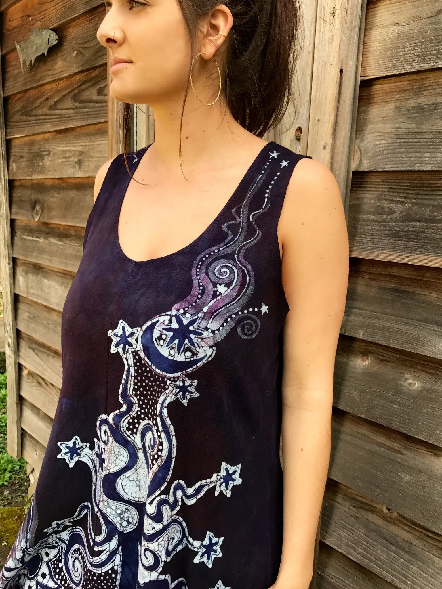 Summer Plum Solstice Organic Cotton Batik Dress