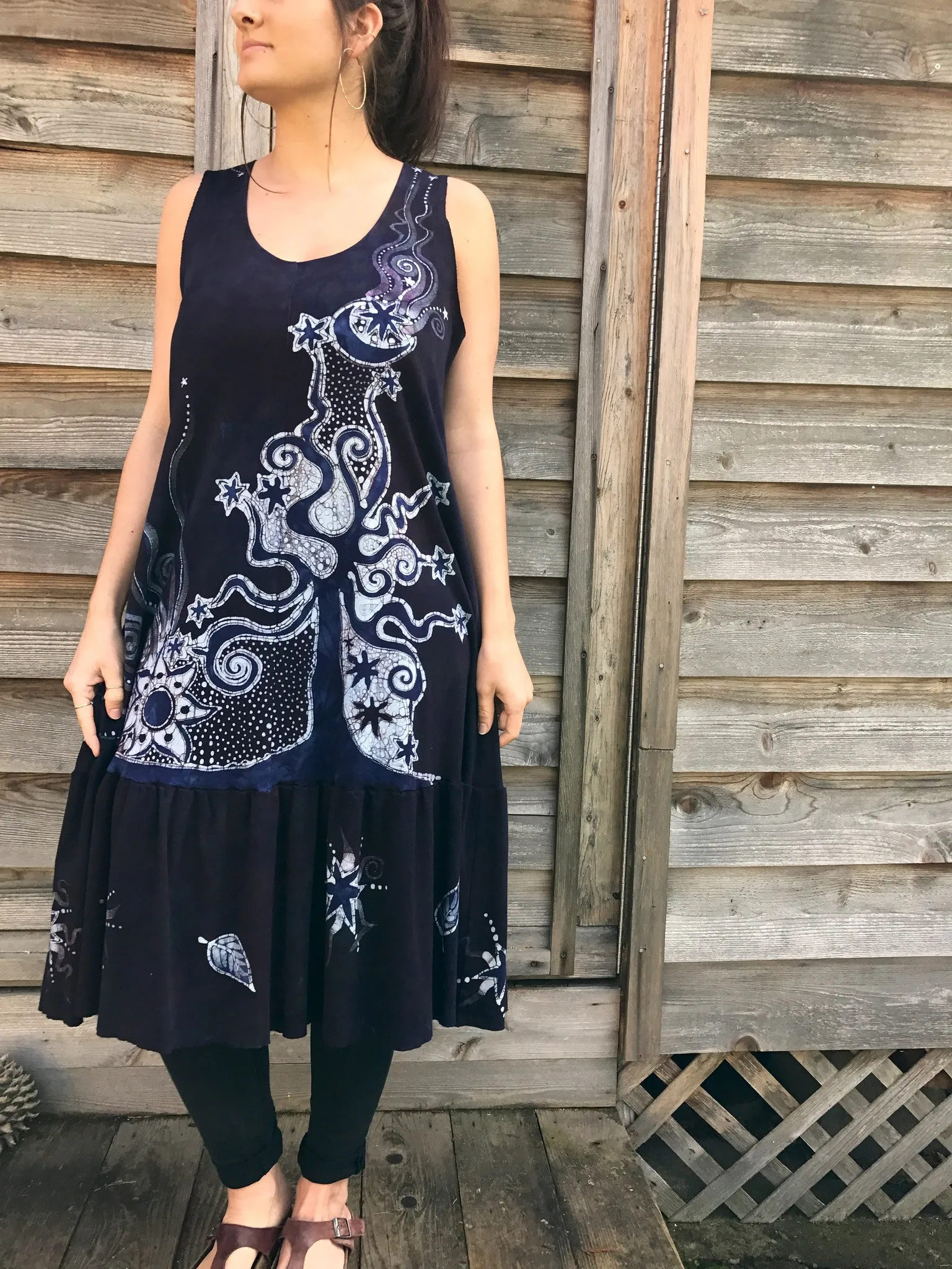 Summer Plum Solstice Organic Cotton Batik Dress