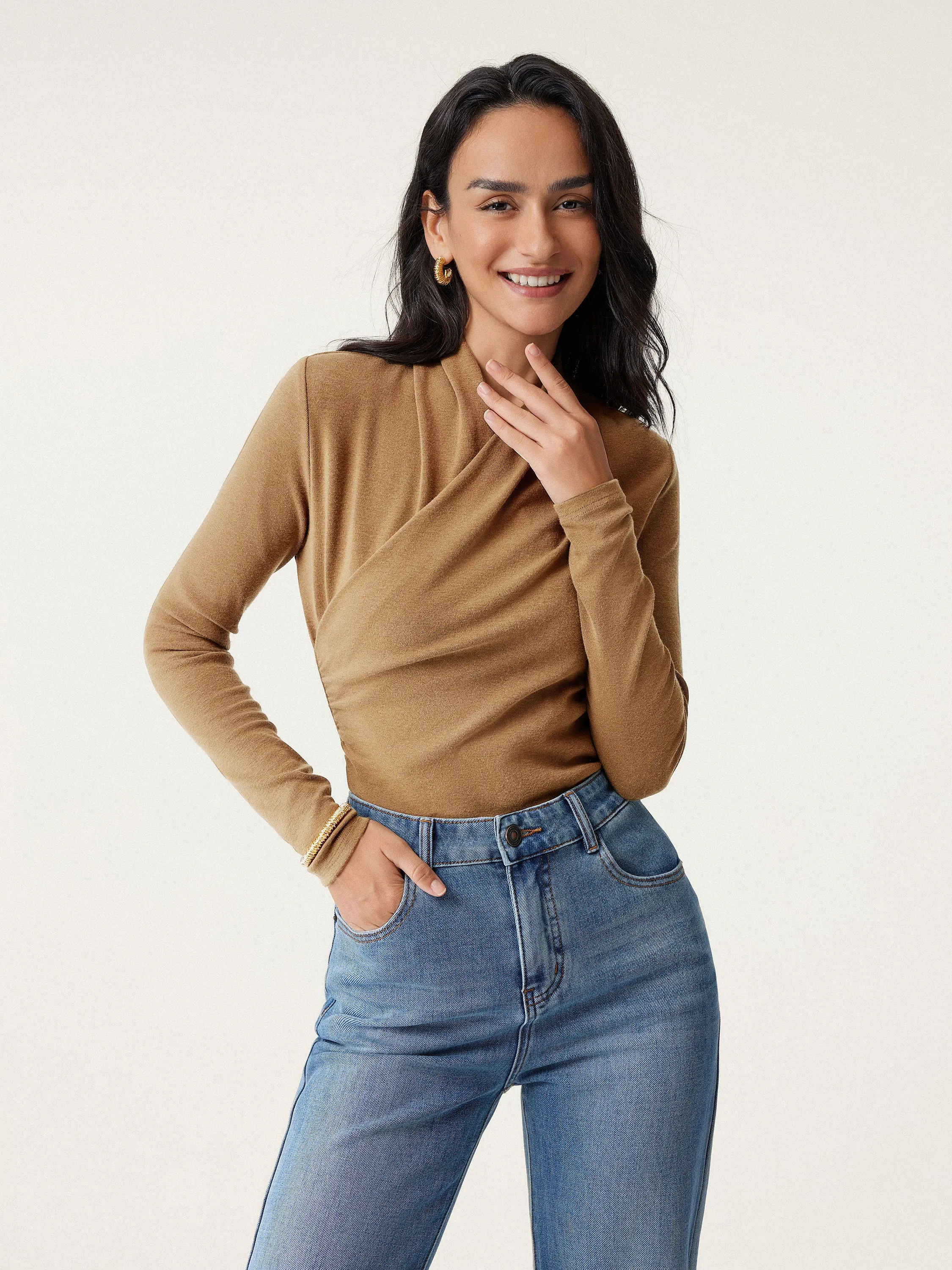 Surplice Long Sleeve Top