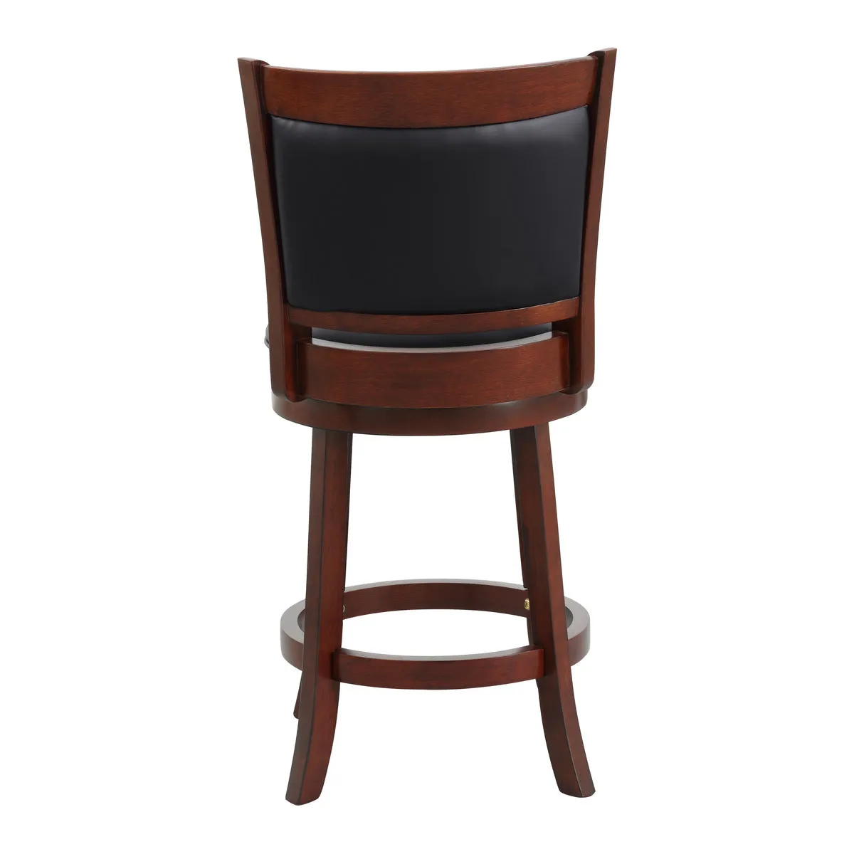 Swivel Counter Height Chair - Dark Cherry, Faux Leather, 360° Swivel - Set of 2