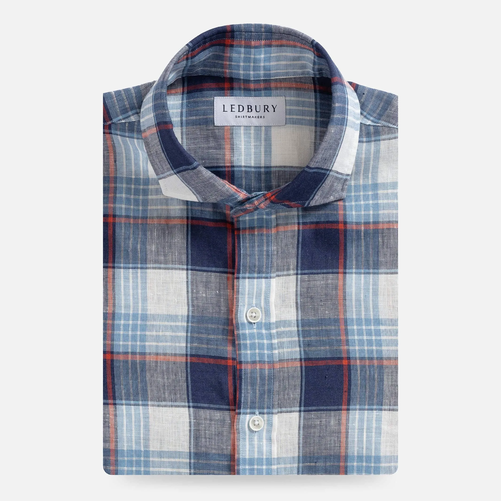 The Cadet Blue Okemo Plaid Linen Custom Shirt