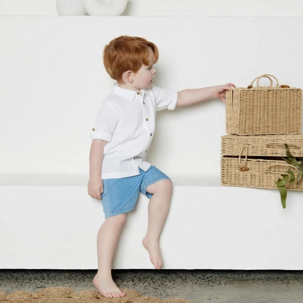 Tiny Twig White Crinkle Cambric Shirt