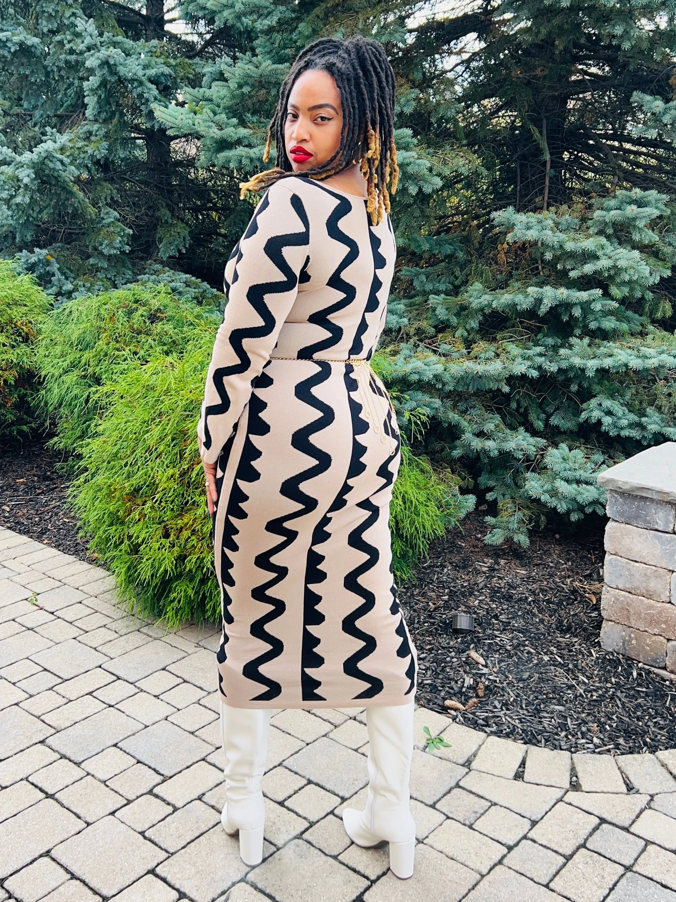 Tribal Print Midi Dress