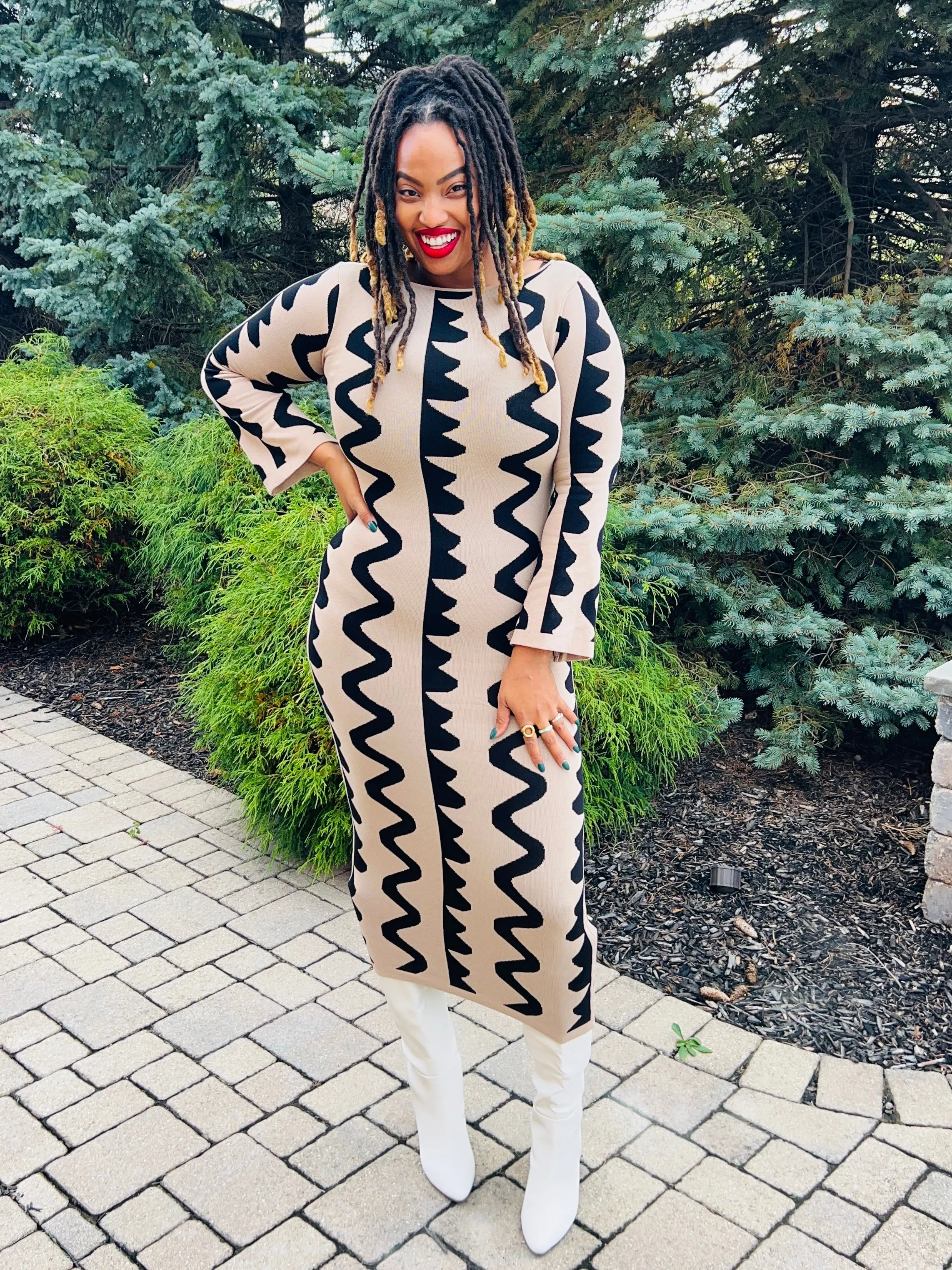 Tribal Print Midi Dress