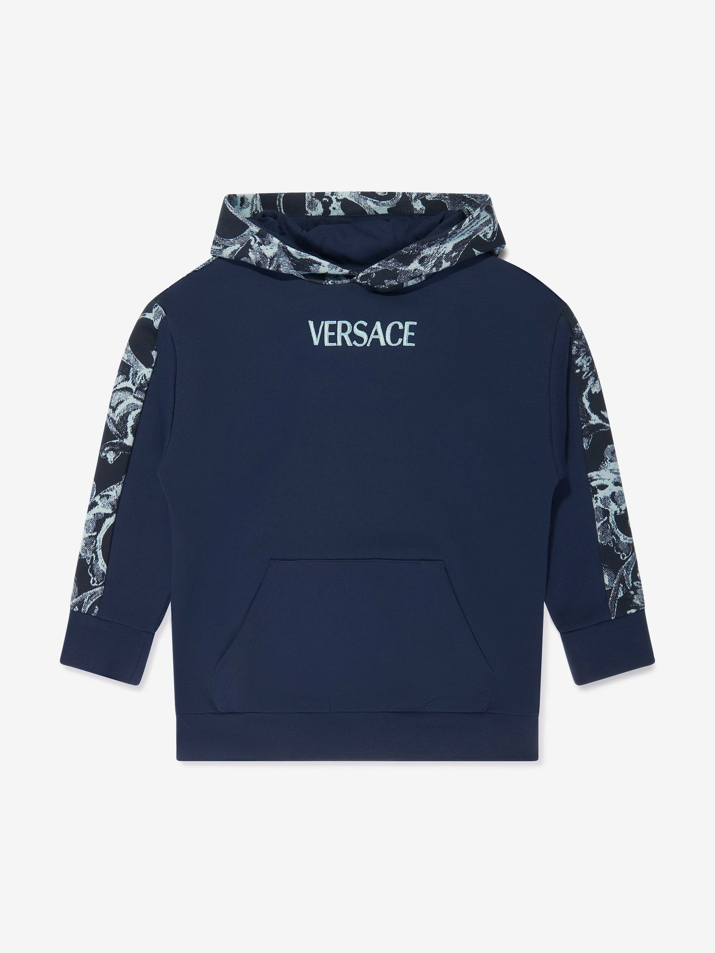 Versace Boys Barocco Logo Hoodie in Navy