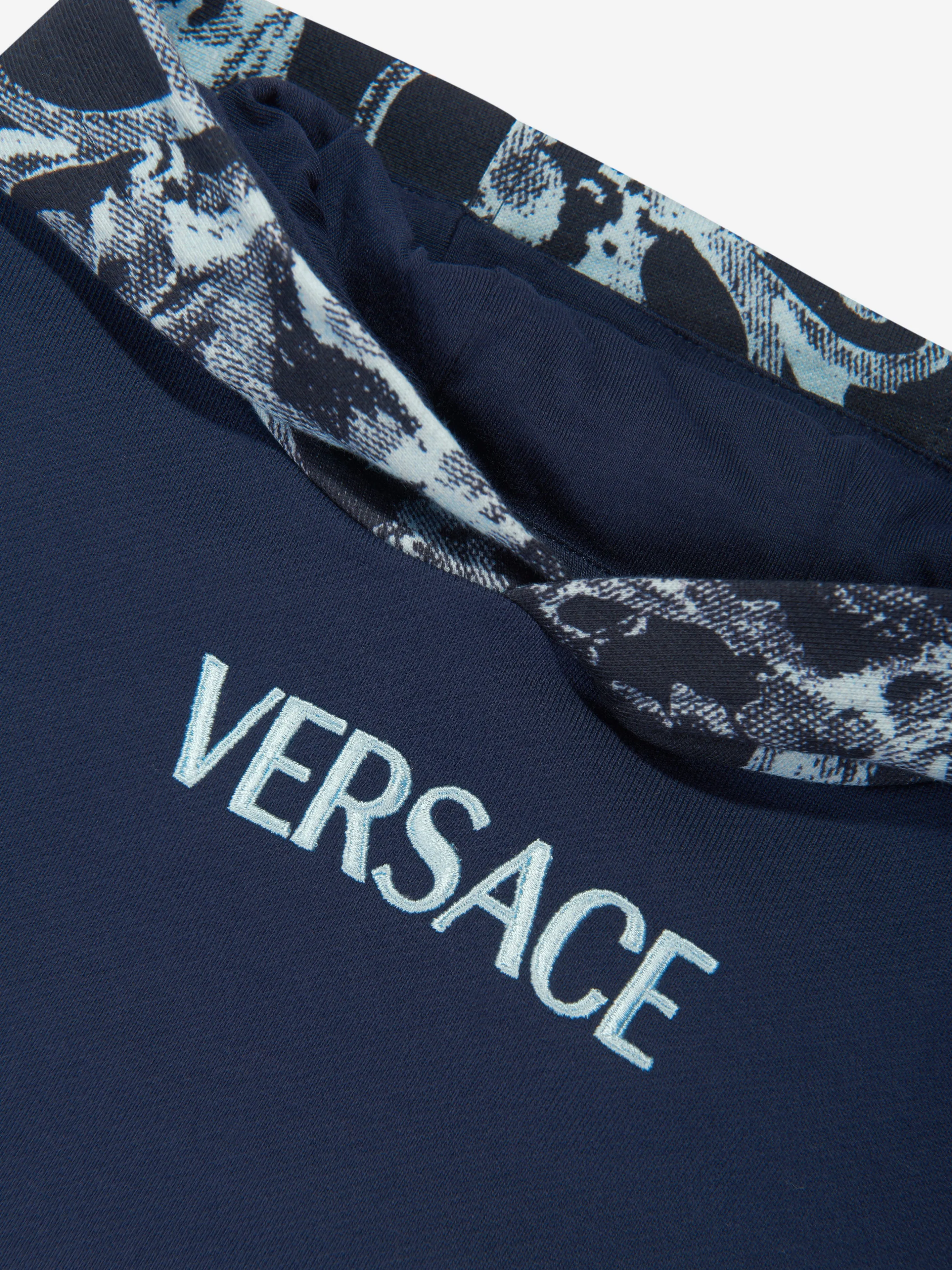 Versace Boys Barocco Logo Hoodie in Navy