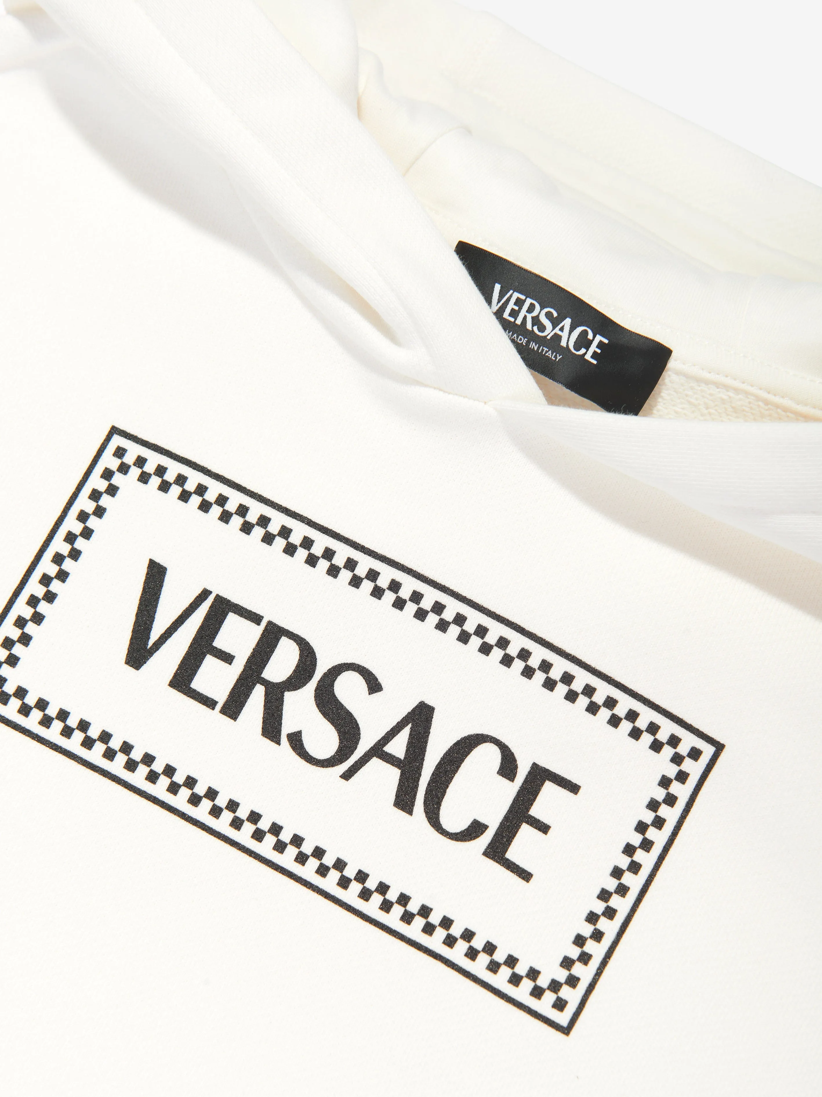 Versace Boys Logo Print Hoodie in White