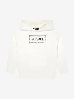 Versace Boys Logo Print Hoodie in White