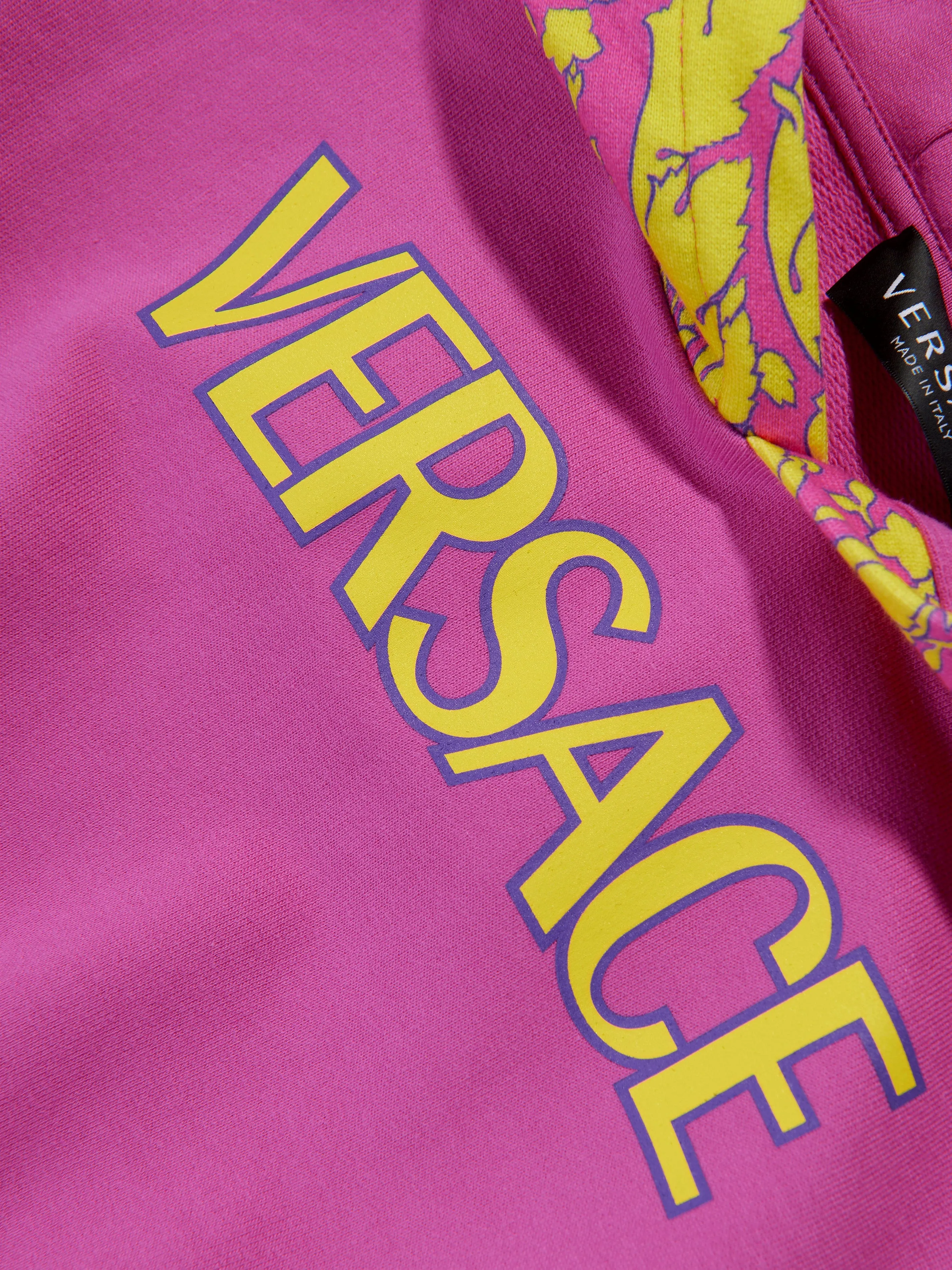 Versace Girls Barocco Logo Hoodie in Pink