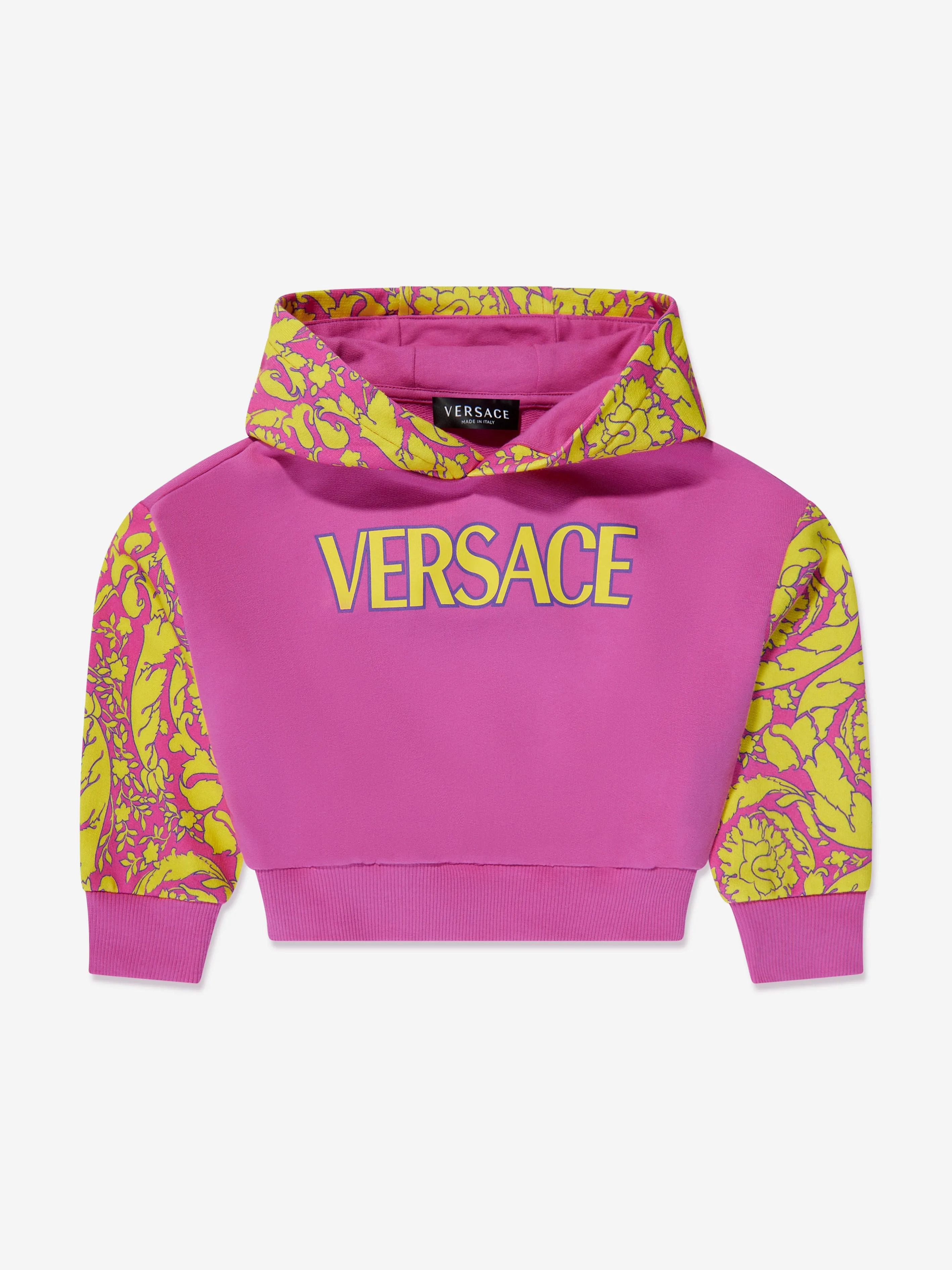 Versace Girls Barocco Logo Hoodie in Pink