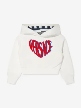 Versace Girls Embroidered Logo Hoodie in White