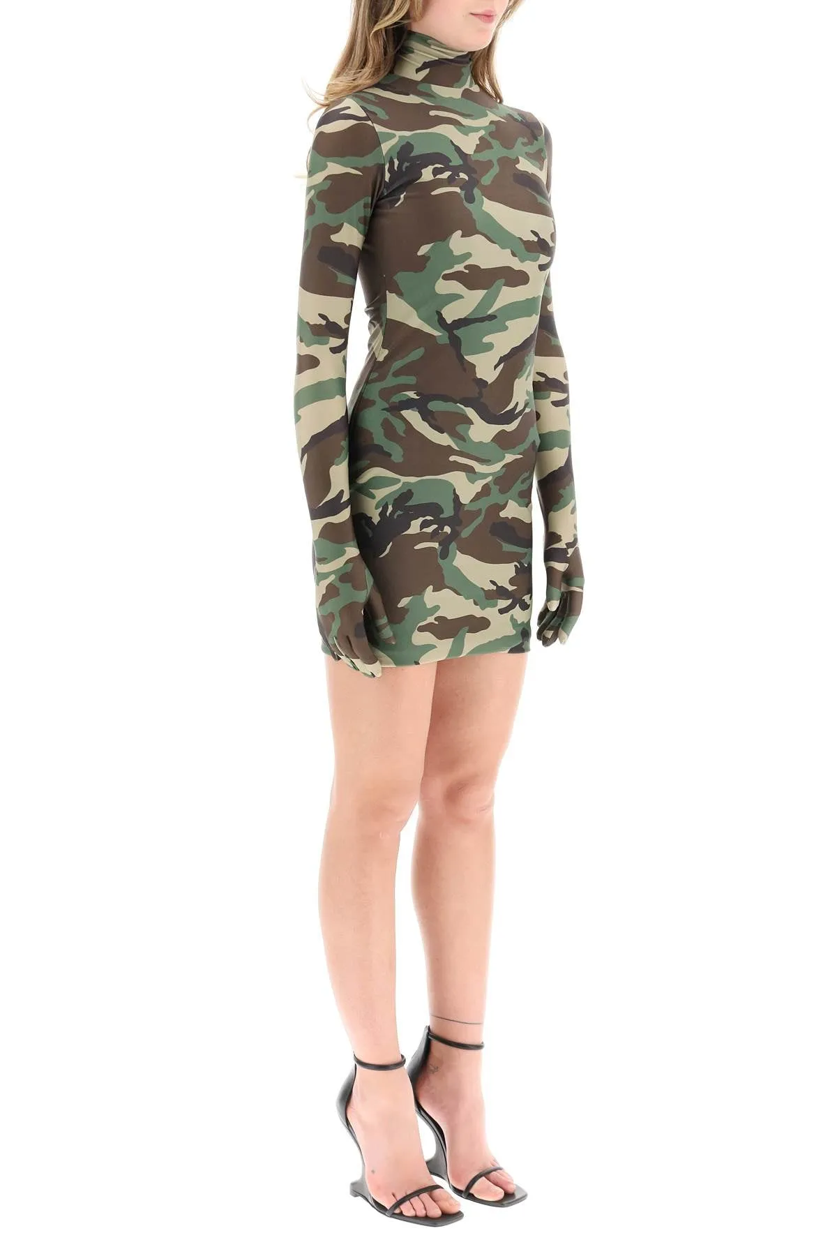 Vetements camouflage mini dress with gloves