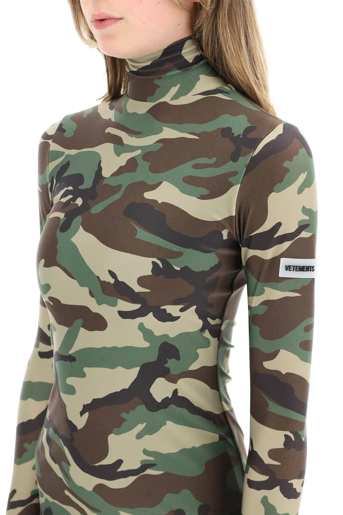 Vetements camouflage mini dress with gloves