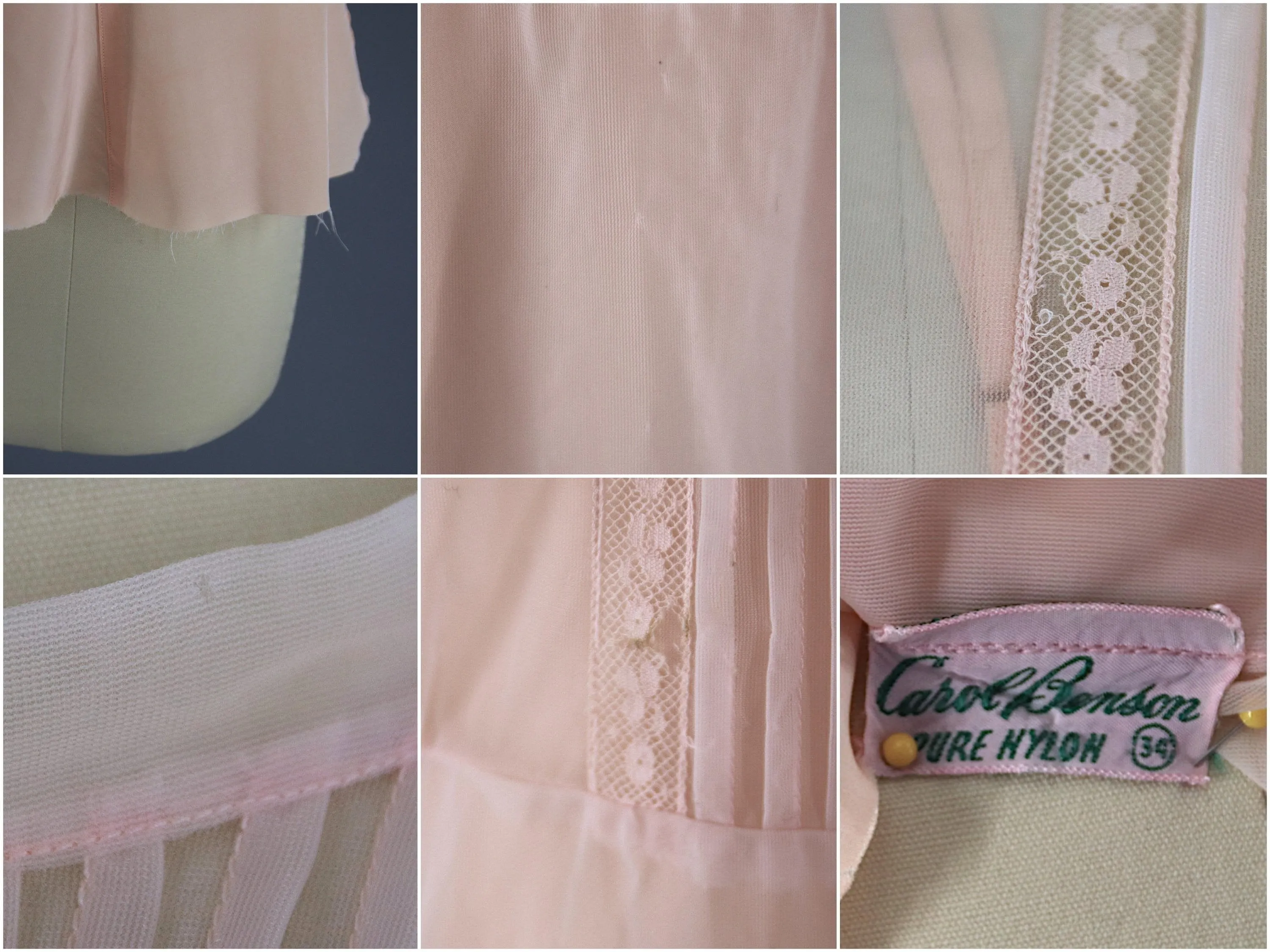 Vintage 1950s Pastel Pink Chiffon Peplum Blouse