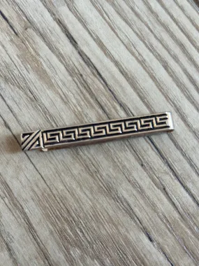 Vintage Matte Gold and Black Greek Key Tie Bar