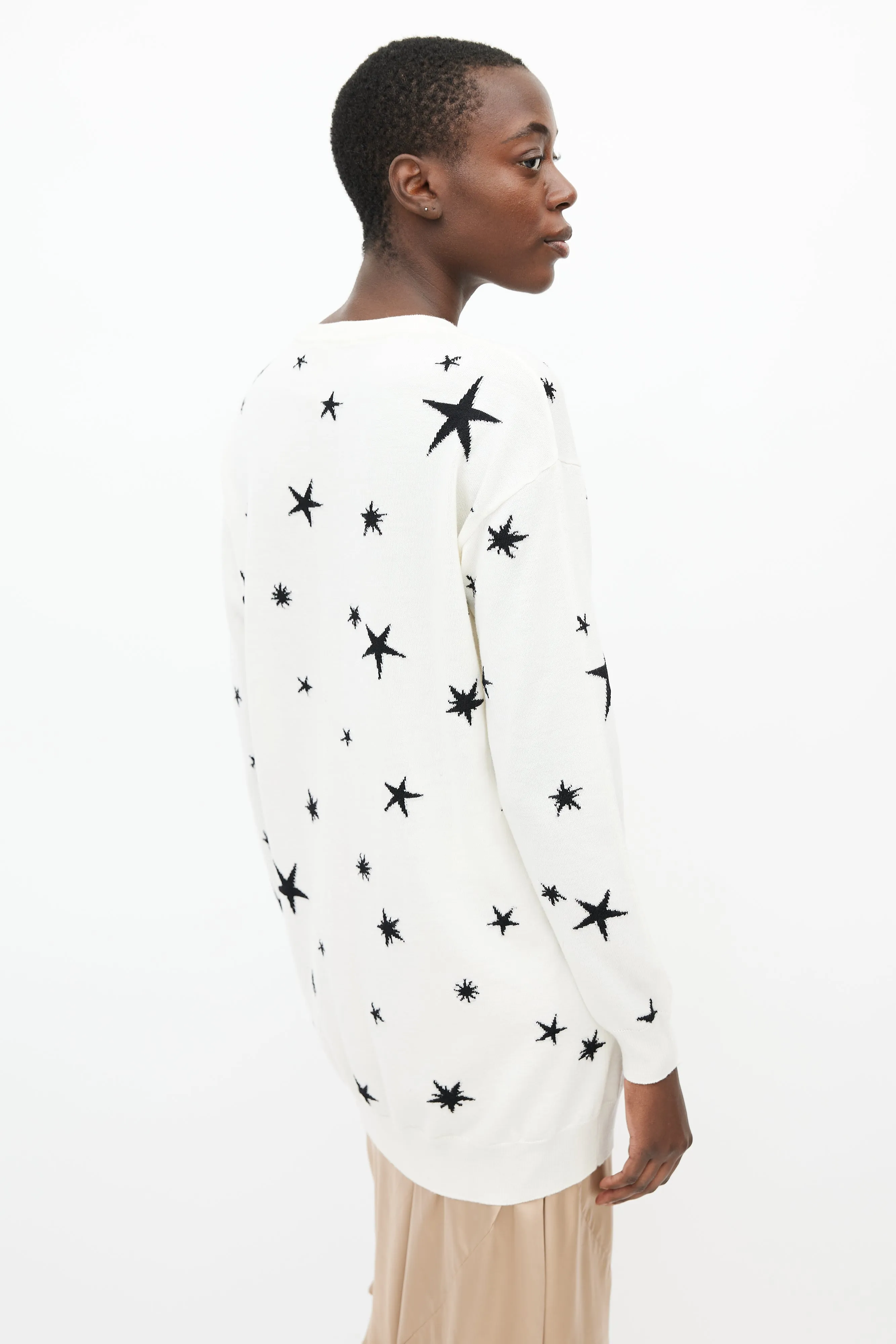 White & Multi Star Sweater Dress