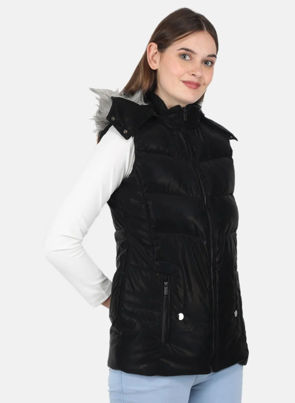 Women Black Parka Jacket