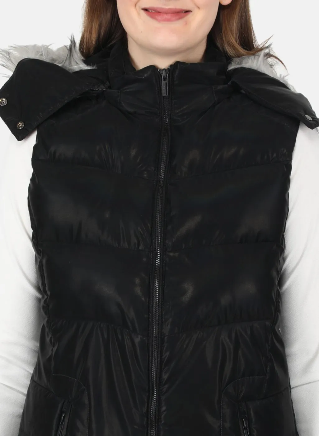 Women Black Parka Jacket