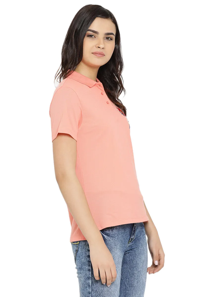 Women's Polo neck pink t shirt