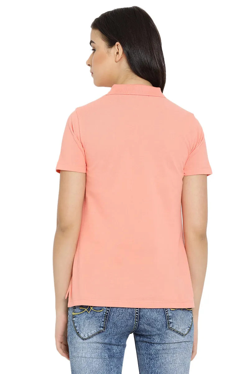 Women's Polo neck pink t shirt