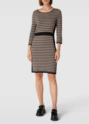 Women's Printed Sweater Dress,Beige/Black