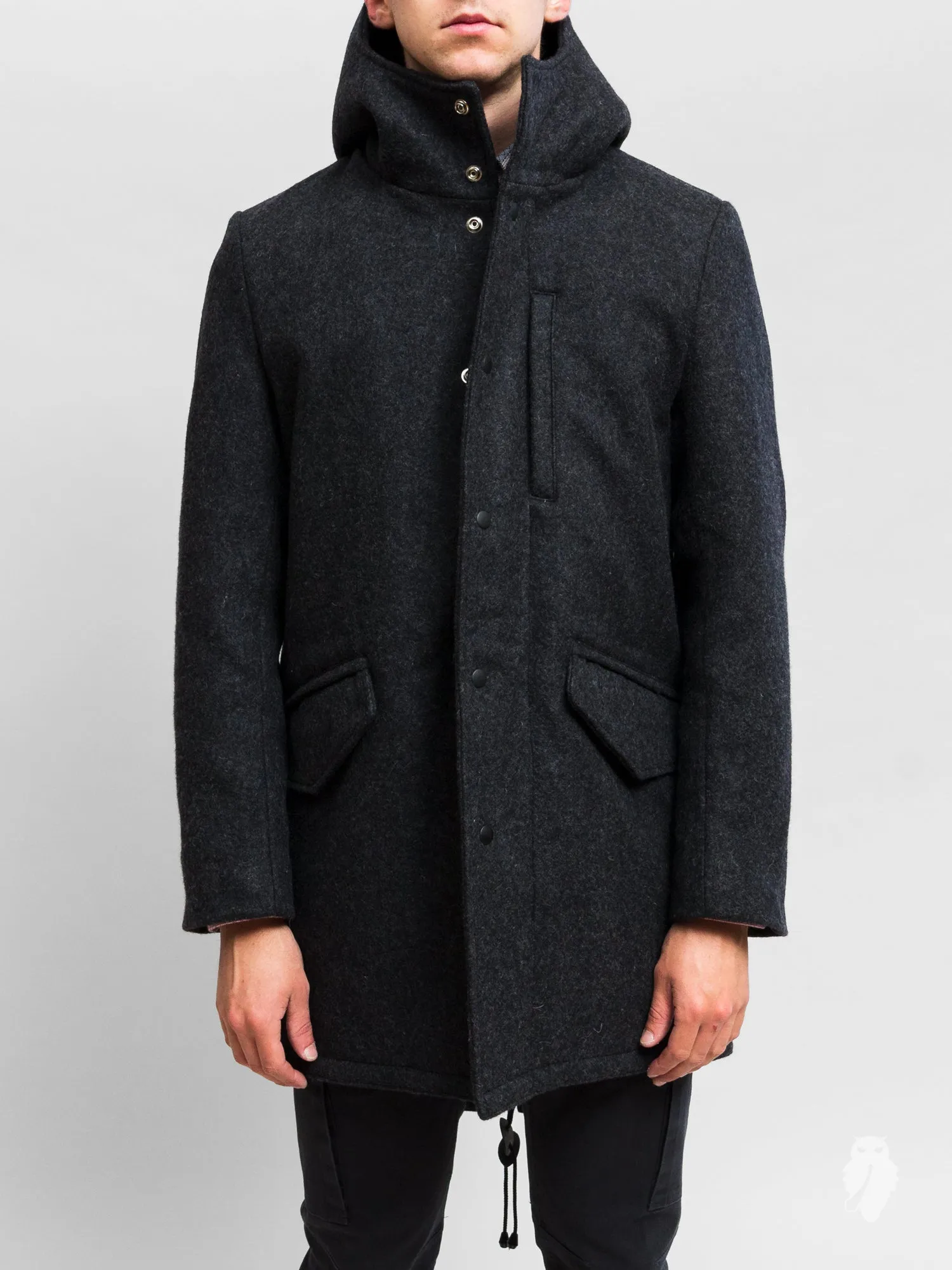 Wool Fishtail Parka in Charcoal