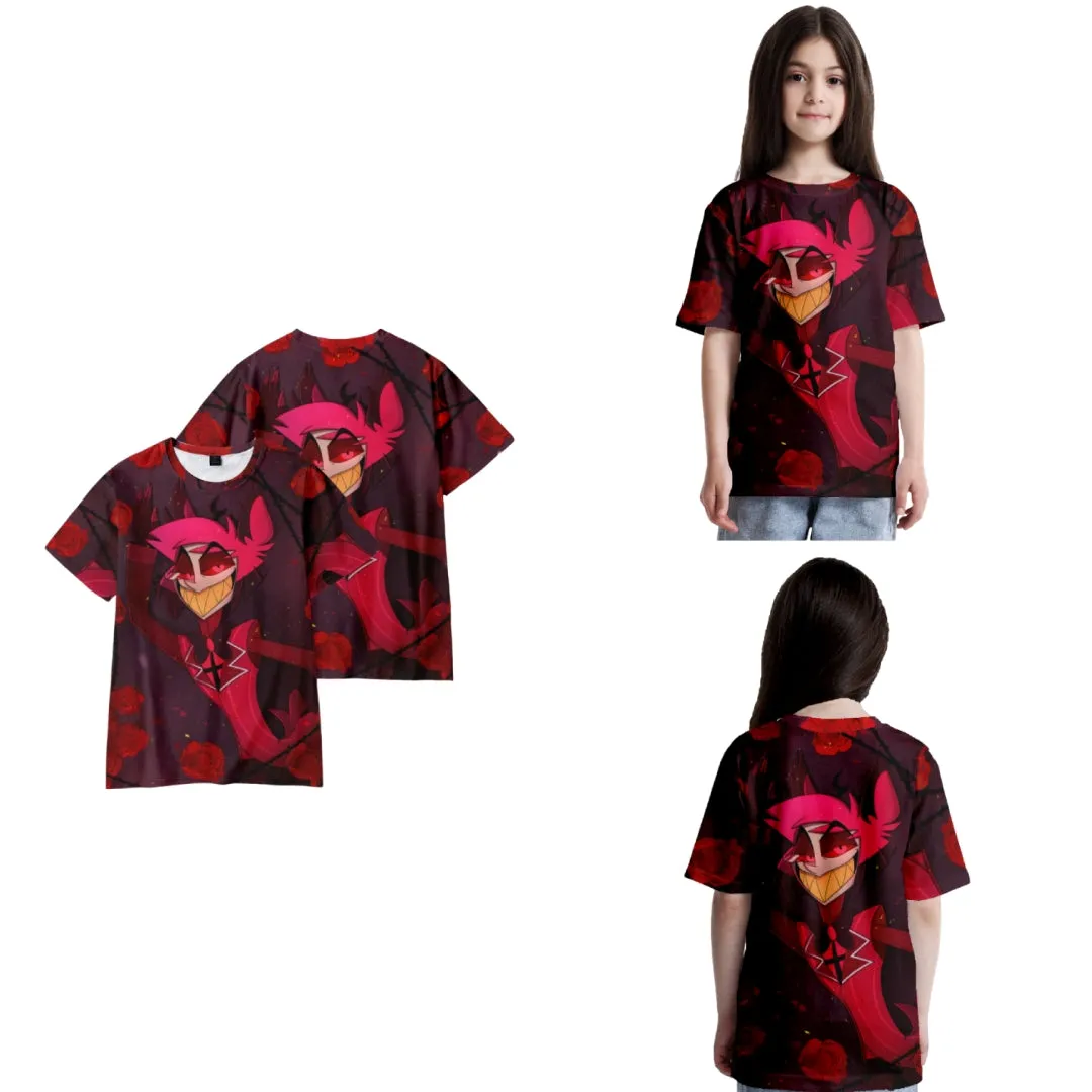 Xcoser Hazbin Hotel Angel Dust Art T-Shirt Cosplay Unisex Eltern-Kind-Kleidung