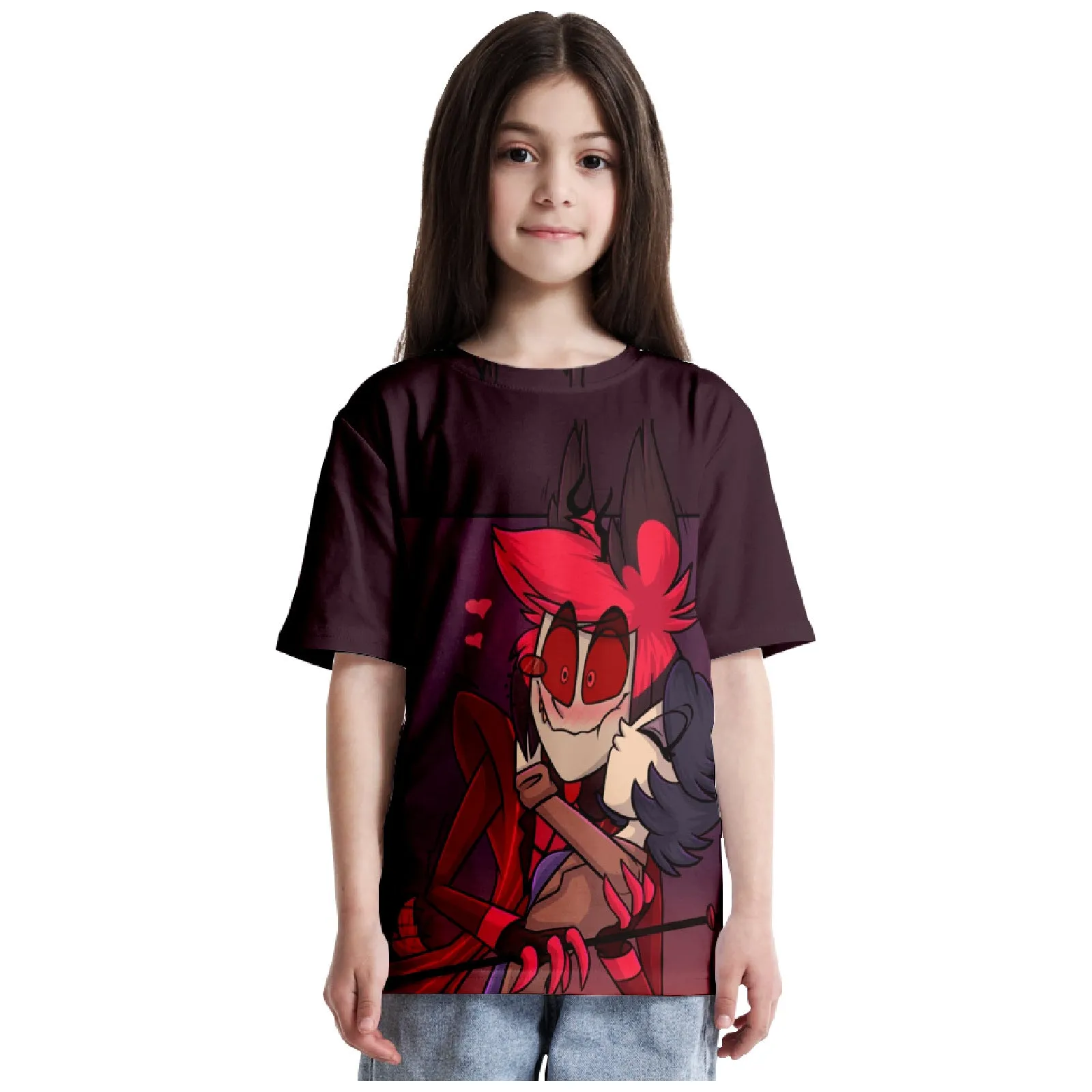 Xcoser Hazbin Hotel Angel Dust Art T-Shirt Cosplay Unisex Eltern-Kind-Kleidung